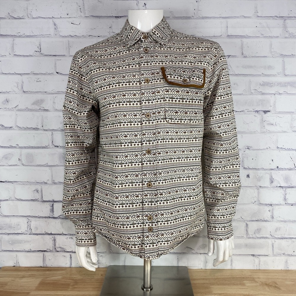 Staple Shirt Men's‎ Medium Long Sleeve Button Up Aztec Chest Pocket